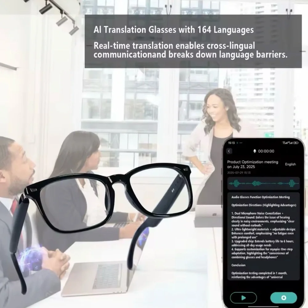 AI Translation Glasses - Black